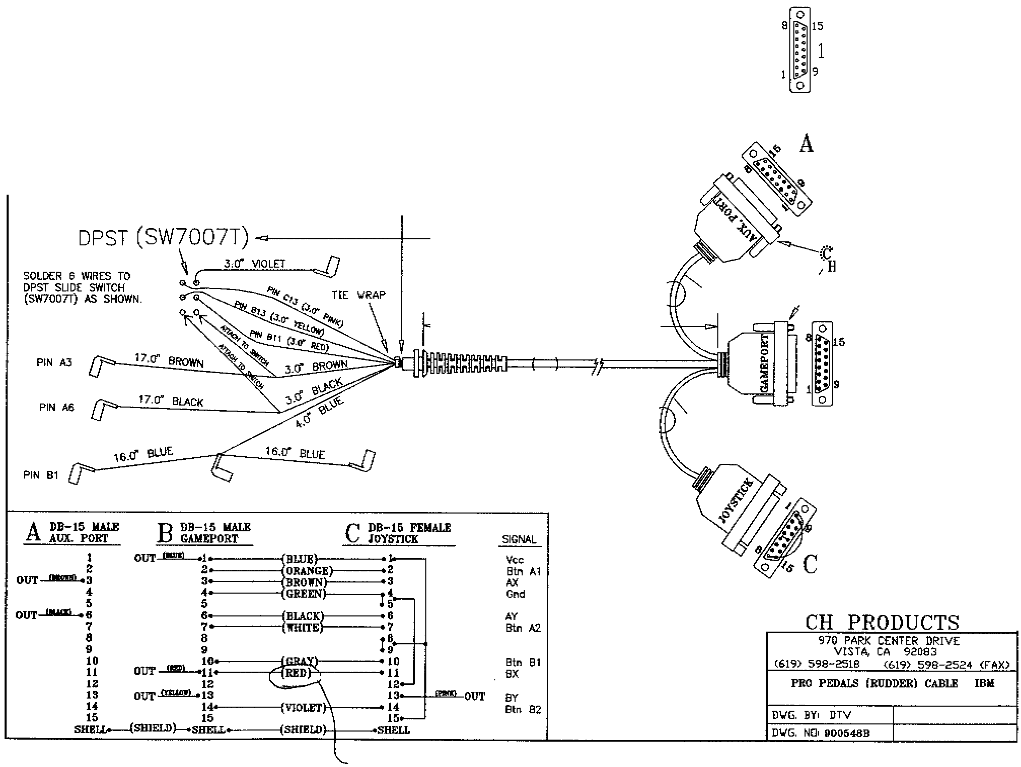 CH Products Pro Pedals Technical Drawing
