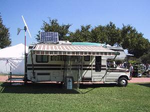 Renewable Energy Recreational Vehicle - Solar Panels and Wind Power produce Hydrogen.