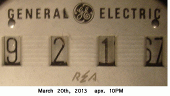 Eletric Meter Reading 9217 (I rounded up the pending 6 to 7 in the last digit.)