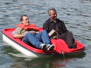 Pat and Leo Paddle Boating on Town Lake